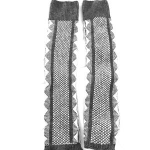 Wool leg warmers, grey and off white